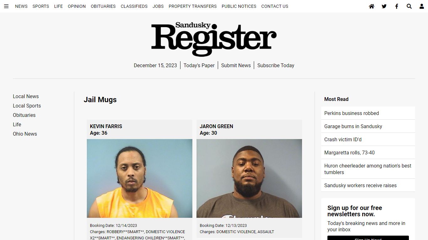 Jail Mugs - Sandusky Register